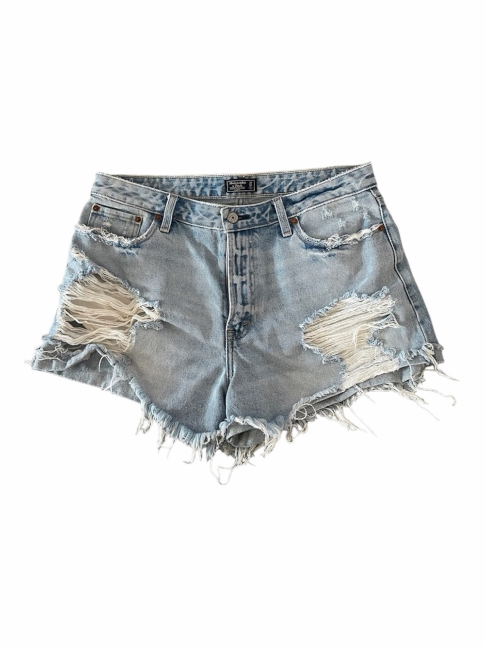 Abercrombie and Fitch Annie High Rise Denim Jean Short Light Wash Cut Off
